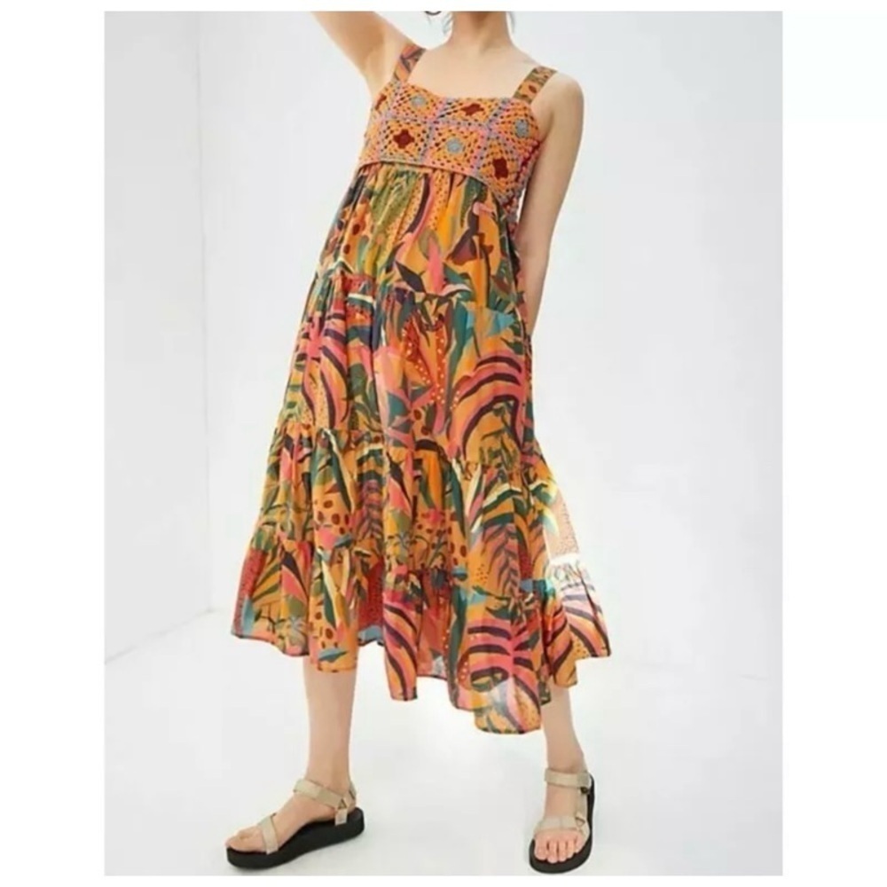 NEW ANTHROPOLOGIE FARM RIO Crochet Maxi Dress